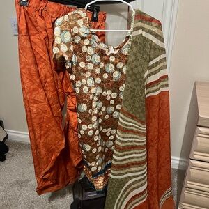 Orange and Green Traditional Outfit